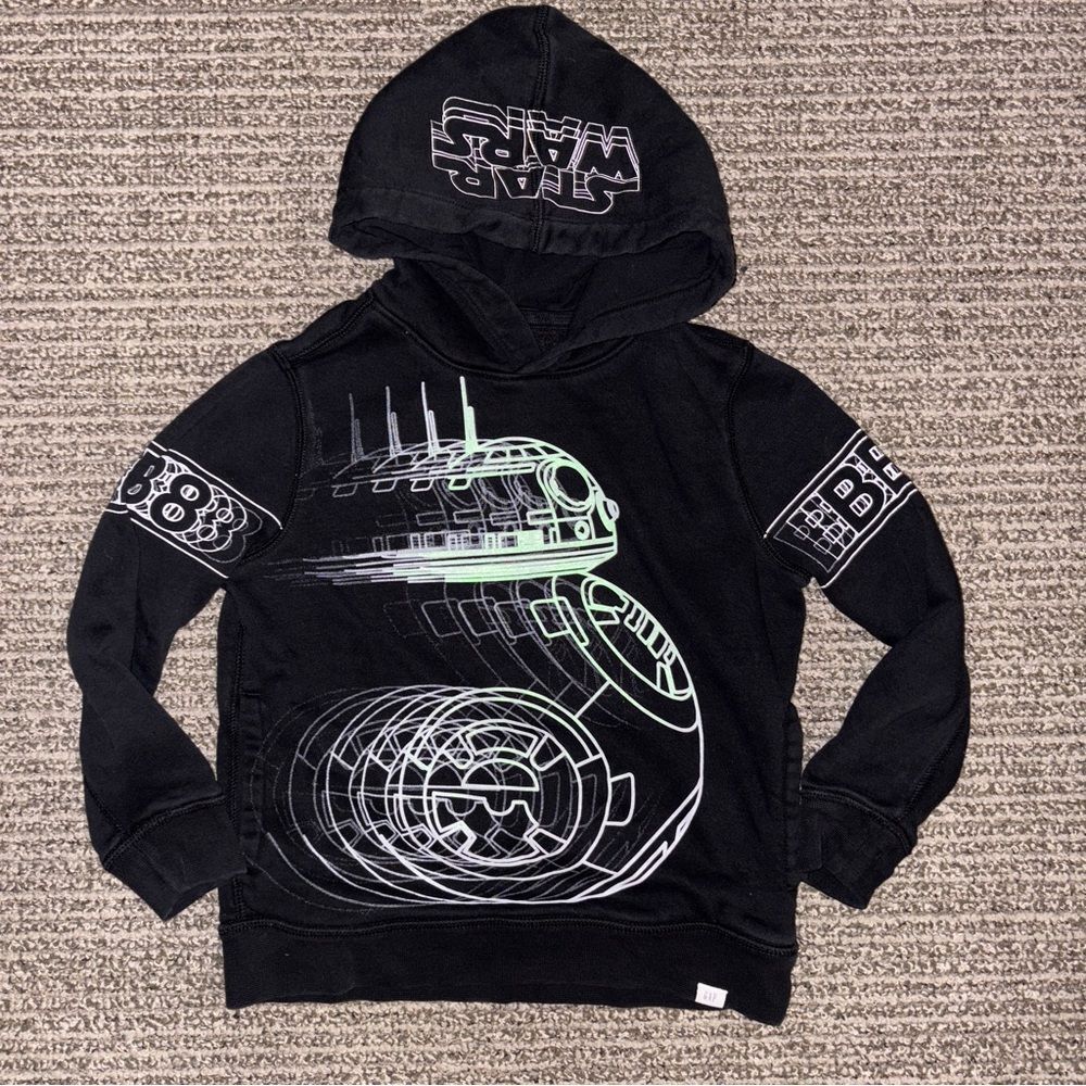 Gap Kids Star Wars Black Hoodie with BB-8 Graphic Small 6-7